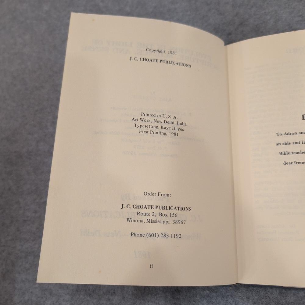 Evolution in the Light of Scripture Science and Sense, Basil Overton 1981 Signed - Picture 5 of 5